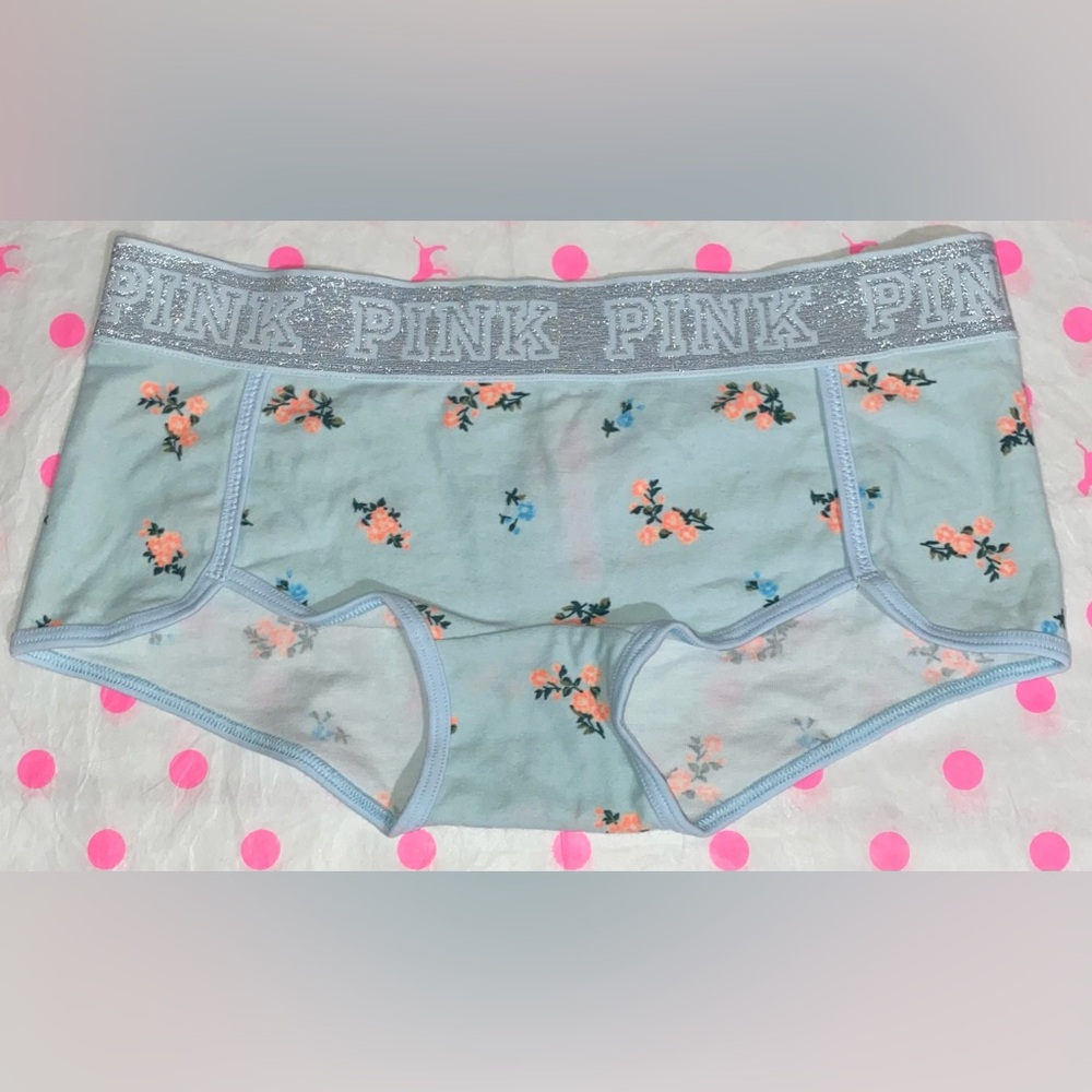 Victoria’s Secret Pink panties VS PINK logo boyshort panty PINK glitter sparkle
